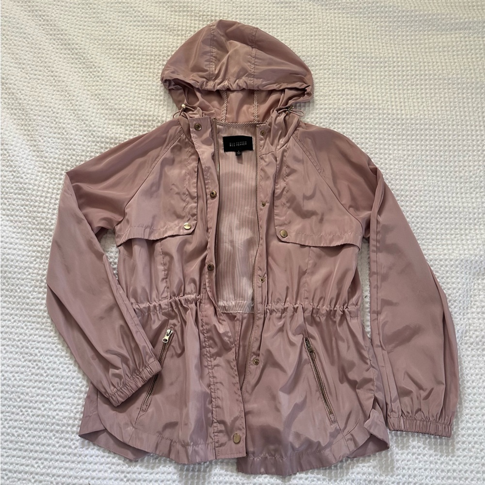 Dusty Rose Hooded Anorak Jacket